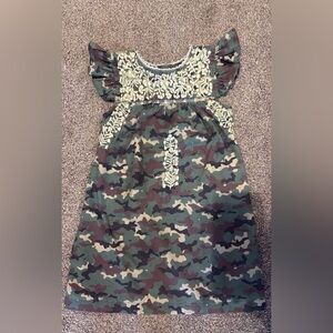 Stylish Kids Camouflage Dress with Embroidery